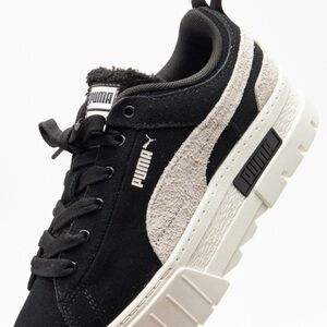 Puma Black and Cream Platform Sneakers